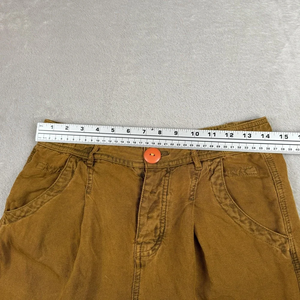 Free People Pants Womens 2 Brown Tencel Linen Pleated‎ Tapered Ankle Tie Boho